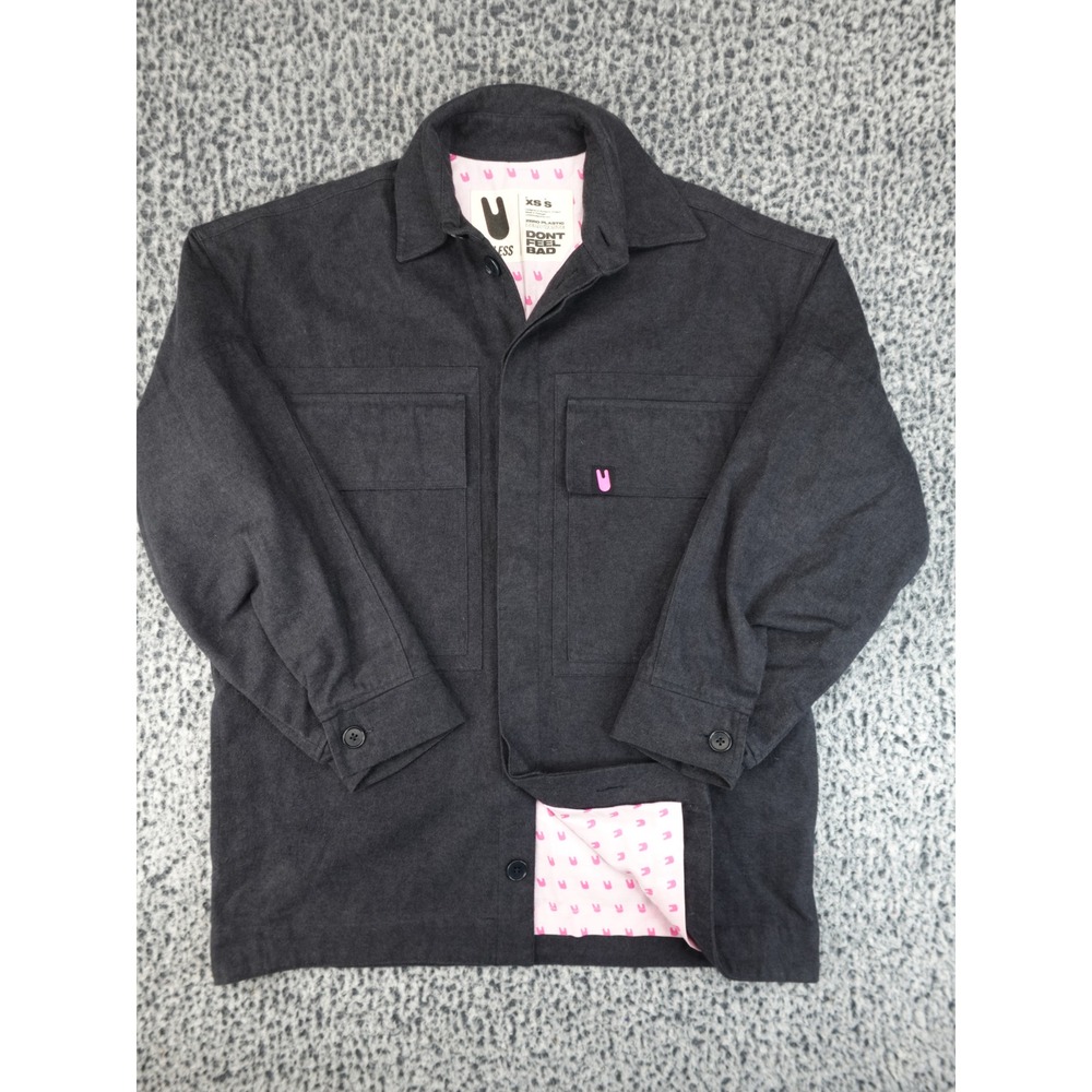 Unless Collective Flannel Shirt Jacket Mens XS Womens S Charcoal Good‎ Overshirt